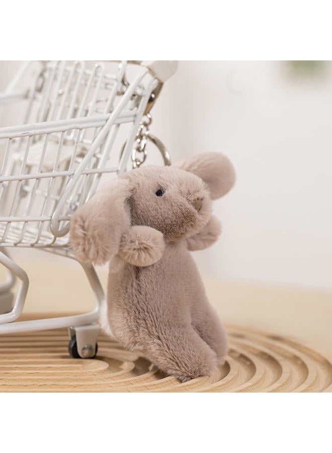 Miokkley Cute Bunny Plush Keychain for Backpack, 3.5" Inch Mini Rabbit Keychain Purse Charm Pendant Gift for Girls Women (Gray Pink) - Image 3