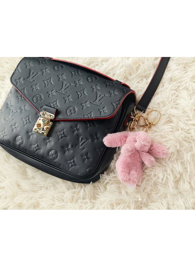 Miokkley Cute Bunny Plush Keychain for Backpack, 3.5" Inch Mini Rabbit Keychain Purse Charm Pendant Gift for Girls Women (Gray Pink) - Image 5