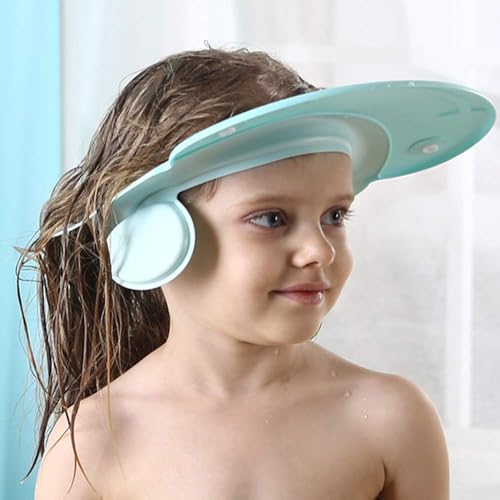 AMTOOCH Children Bath Shower Cap wash Shampoo Visor Shield hat Prevent Water Entering The Eyes and Ears Bathing tub Head Hair Rinser Protection Kids Toddler Baby (Blue) - Image 1