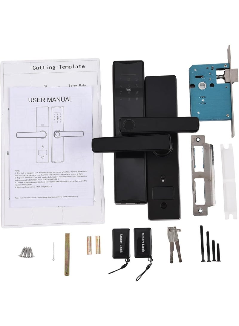 Smart door lock, keyless entry door lock, fingerprint door lock with keypad, digital door lock with handle for home, rental, office, and hotel, Tuya remote control, remote unlock and lock + access management + real-time entry and exit log - Image 5