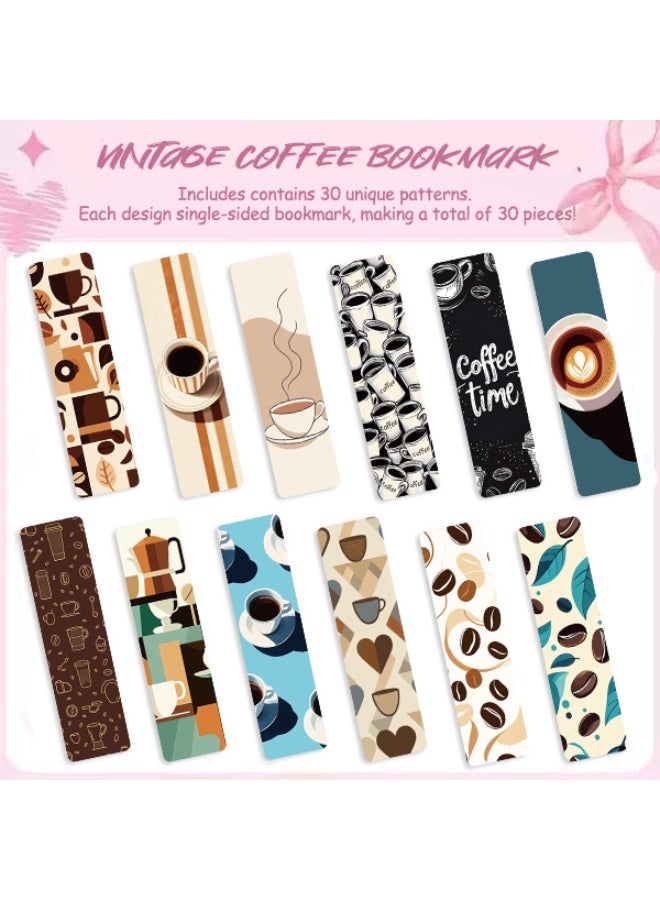 30 قطعة من علامات الكتب الورقية المصنوعة من ورق القهوة مع كتب مضحكة وعلامات كتب القهوة المثلجة ومشابك الصفحات ولوازم القرطاسية المكتبية وإكسسوارات الكتب وهدايا عيد ميلاد لمحبي القهوة والقارئات - Image 2