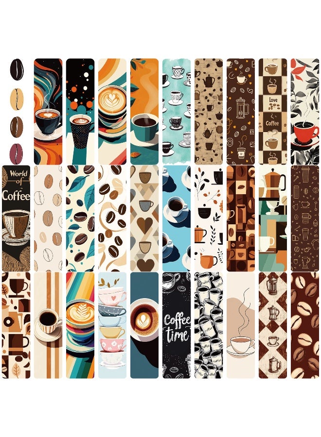 30 قطعة من علامات الكتب الورقية المصنوعة من ورق القهوة مع كتب مضحكة وعلامات كتب القهوة المثلجة ومشابك الصفحات ولوازم القرطاسية المكتبية وإكسسوارات الكتب وهدايا عيد ميلاد لمحبي القهوة والقارئات - Image 1