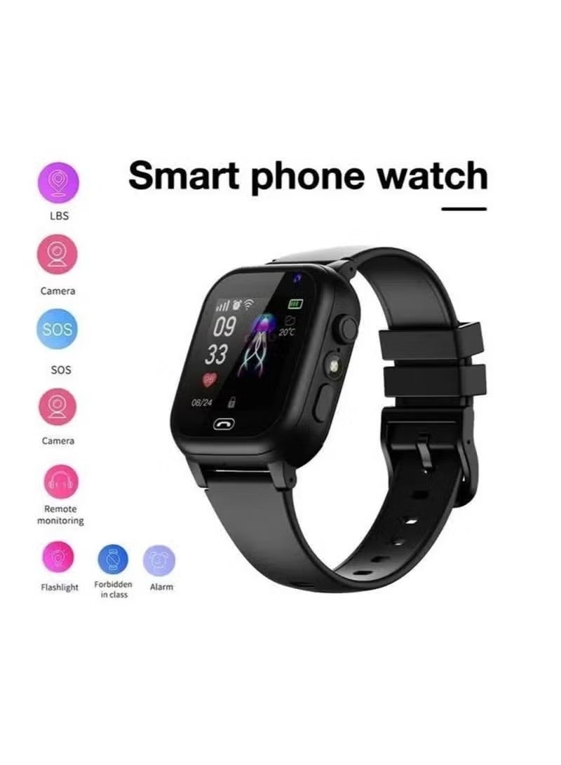 Smartbarry W008 Pro Smartwatch for Kids – 4G GPS Tracker, Camera, Voice Chat, SOS Alert, Pedometer, Sleep Monitoring, Waterproof Smart Watch for Boys and Girls – Black - Image 4