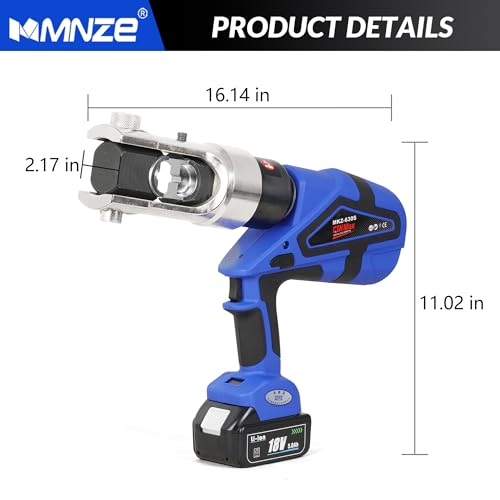 MMNZE Electric Hydraulic Cable Lug Crimper Pliers Rechargeable Crimping Tool Electrical Terminal Cable Wire Fiber Crimper Tool Kit with 15 Dies (MZ-MKZ-630) - Image 2