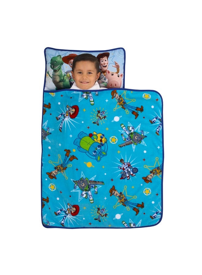 NoJo Disney Toy Story It's Play Time Blue, Green, Red and Yellow, Woody, Buzz and The Toys Toddler Nap Mat - Image 3