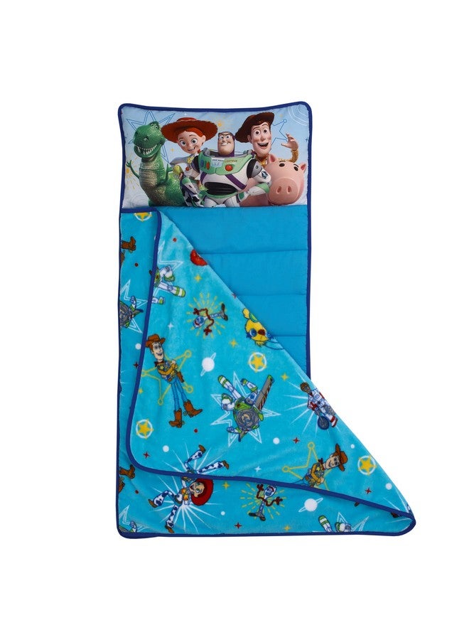 NoJo Disney Toy Story It's Play Time Blue, Green, Red and Yellow, Woody, Buzz and The Toys Toddler Nap Mat - Image 2