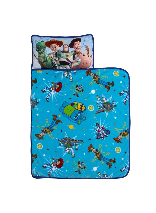NoJo Disney Toy Story It's Play Time Blue, Green, Red and Yellow, Woody, Buzz and The Toys Toddler Nap Mat - Image 1
