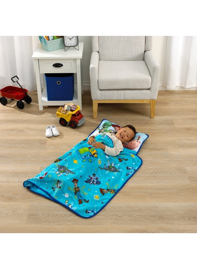 NoJo Disney Toy Story It's Play Time Blue, Green, Red and Yellow, Woody, Buzz and The Toys Toddler Nap Mat - Image 4