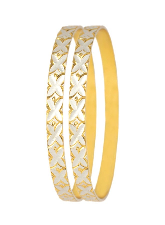 JFL - Jewellery For Less Elegant Gold-Plated Floral Design Lightweight Timeless Charm Bangle Set for Women and Girls. - Image 1