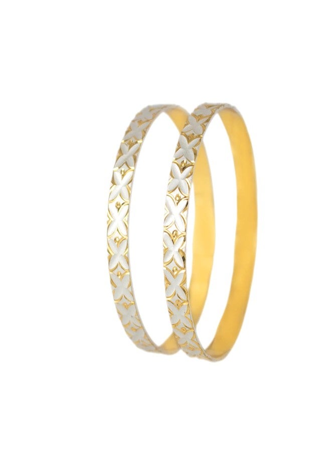 JFL - Jewellery For Less Elegant Gold-Plated Floral Design Lightweight Timeless Charm Bangle Set for Women and Girls. - Image 3