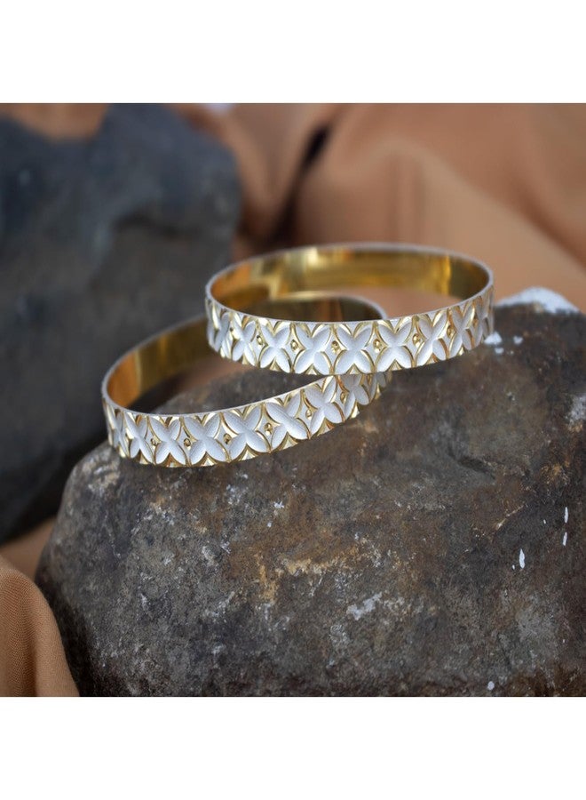 JFL - Jewellery For Less Elegant Gold-Plated Floral Design Lightweight Timeless Charm Bangle Set for Women and Girls. - Image 4