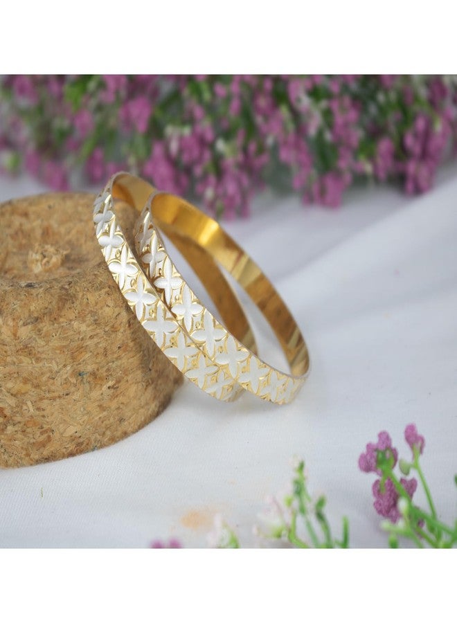 JFL - Jewellery For Less Elegant Gold-Plated Floral Design Lightweight Timeless Charm Bangle Set for Women and Girls. - Image 5