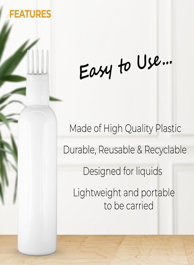 MeeTo Root Comb Applicator Empty Cylindrical Bottle for Hair Oil, Shampoo, Medicine & Dye - White Ounce Bottle With Brush, PC1 - Image 4