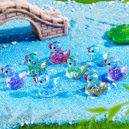 Babelshar 100pcs Mini Colorful Glitter Resin Ducks, Tiny Resin Duck Miniature Animals Bulk, Outdoor Small Plastic Figurines for Miniature Garden Statues Landscape Aquarium Potted Fairy Garden Home Decor - Image 5