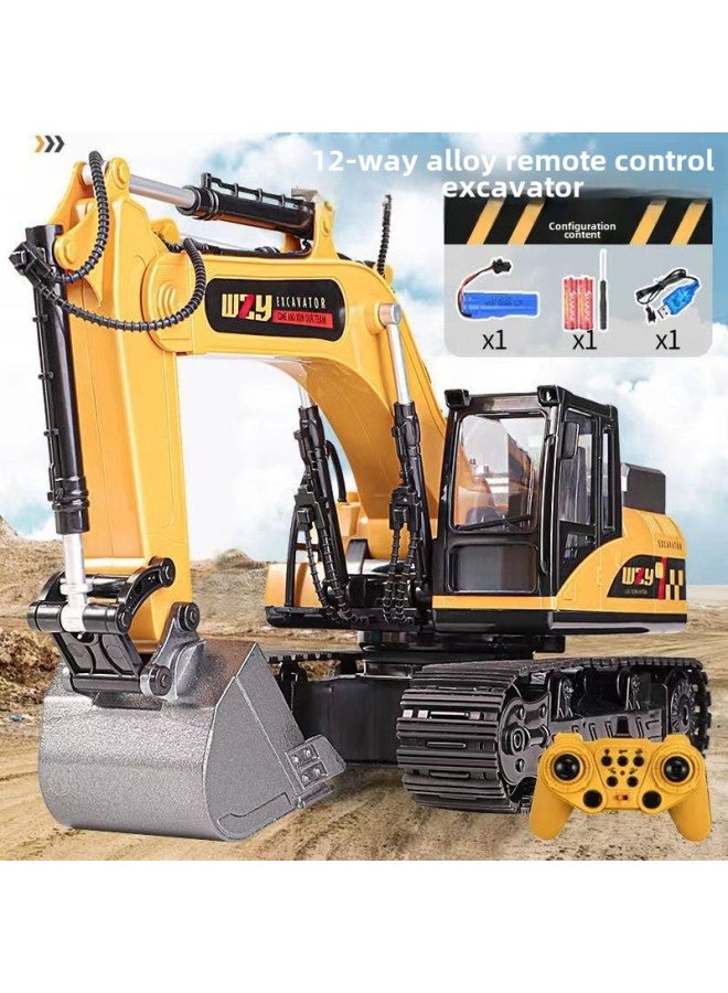 Remote Control Excavator Children's Alloy Digging Toy Wireless Electric Engineering Vehicle Large Boy Birthday Gift-Color:❉✲❀✿12-way Alloy Excavator  Large Vehicle✿❀✲❉-Proportion:❉✲❀✿Top Configuration  6 Cars✿❀✲❉  - Image 2
