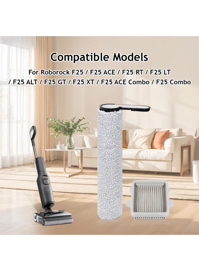 Brush Roll Accessories for Roborock F25, F25 ALT Wet and Dry Vacuum Cleaner Replacement Parts, 2 Brush Rollers + 2 HEPA Filters + 1 Cleaning Brush - Image 2