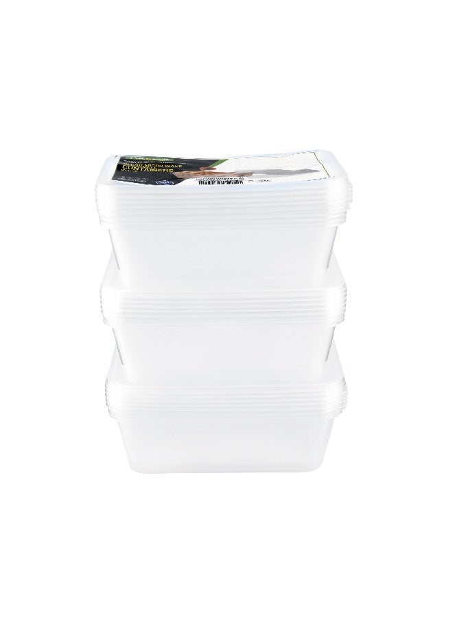 packwell حاوية ميكروويف مستطيلة 650 مل مع غطاء 5 قطع × 3 عبوة 15 قطعة - Image 1