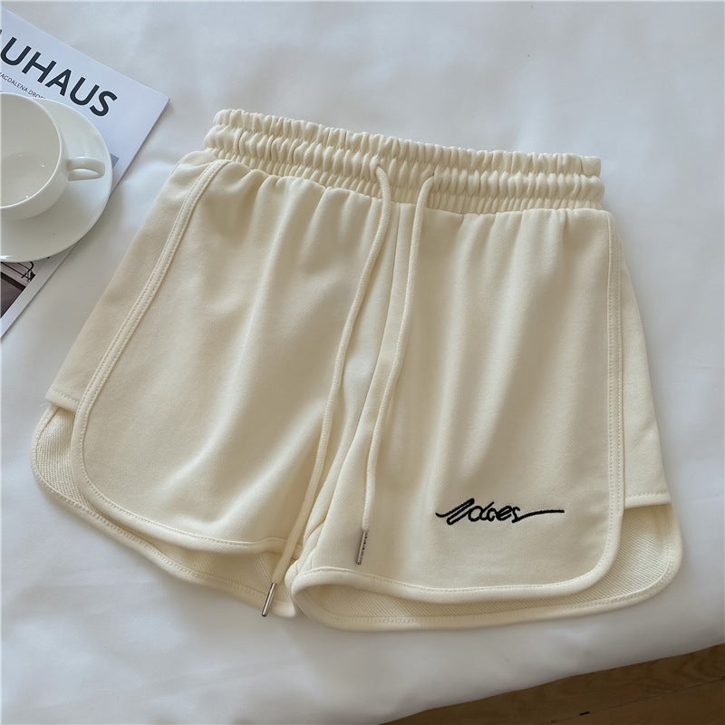 2024 Summer Womens Casual High Waist Yoga Shorts Beige  - Image 1