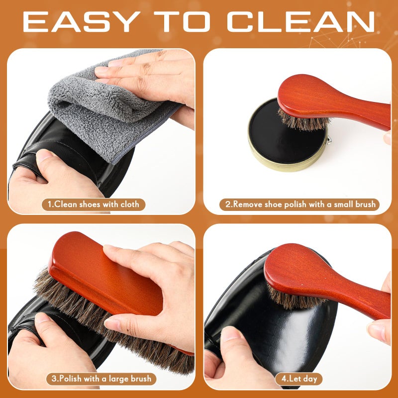 Wovnet 13 Pcs Shoe Polish Kit, Leather Boot Care Kit for Men, Black Shoes Shine Kit for Cleaning with PU Storage Bag(Brown) - Image 3