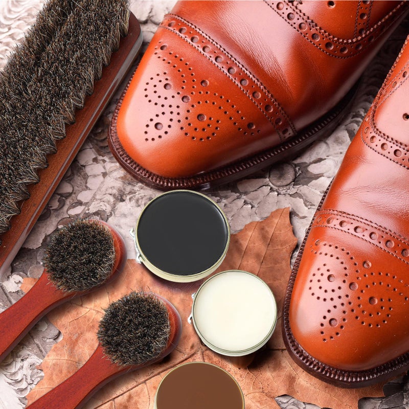 Wovnet 13 Pcs Shoe Polish Kit, Leather Boot Care Kit for Men, Black Shoes Shine Kit for Cleaning with PU Storage Bag(Brown) - Image 4