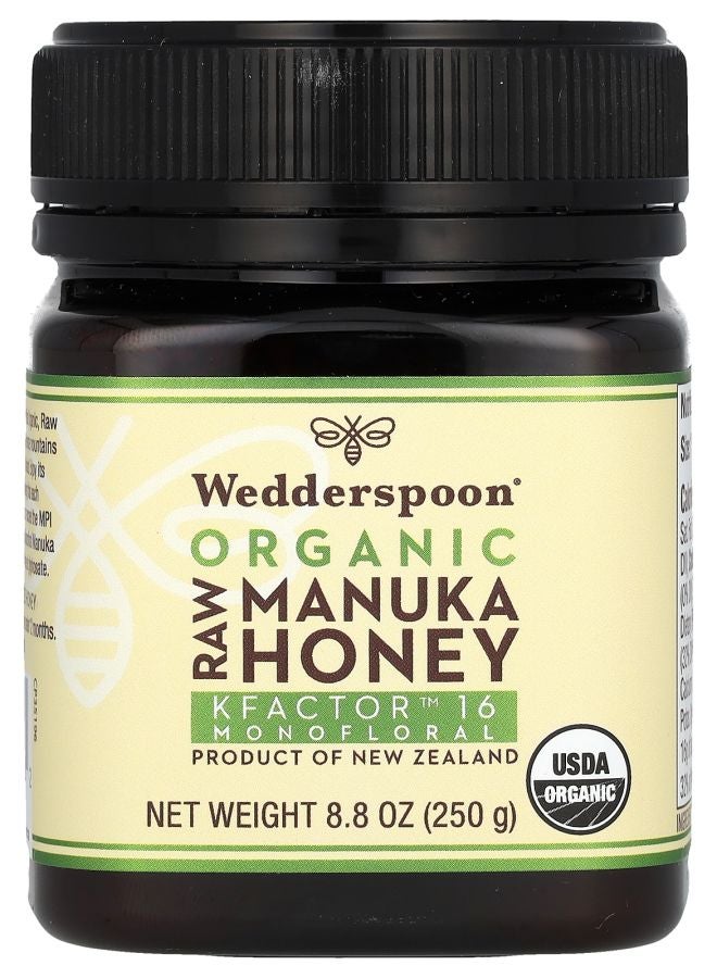 Wedderspoon Organic Raw Manuka Honey KFactor 16 8.8 oz (250 g)