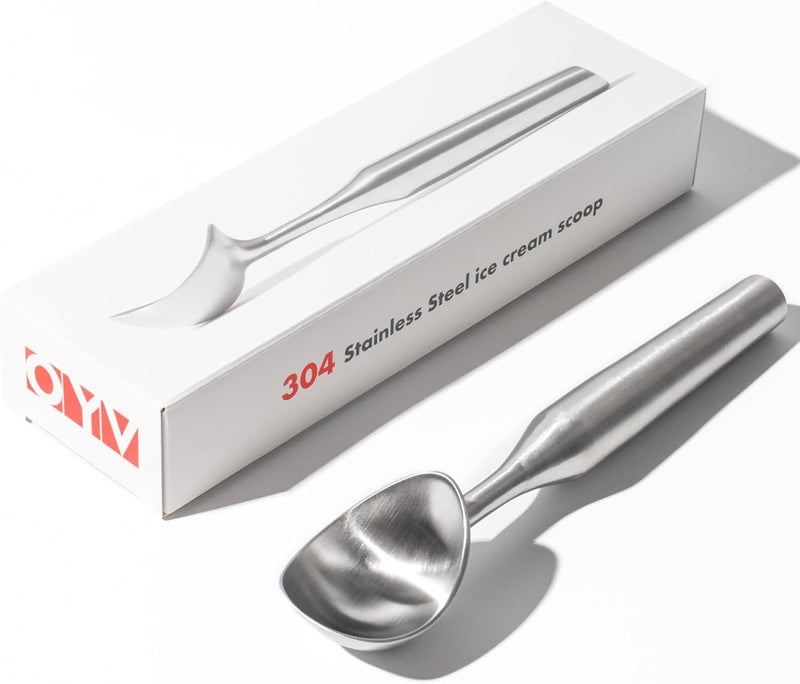 OYV Stainless Steel Ice Cream Scoop, Ergonomically Designed Handle for Comfort, Heavy Duty Ice Cream Scooper, One-Piece Design Ice Cream Scoops, Dishwasher Safe. - Image 1
