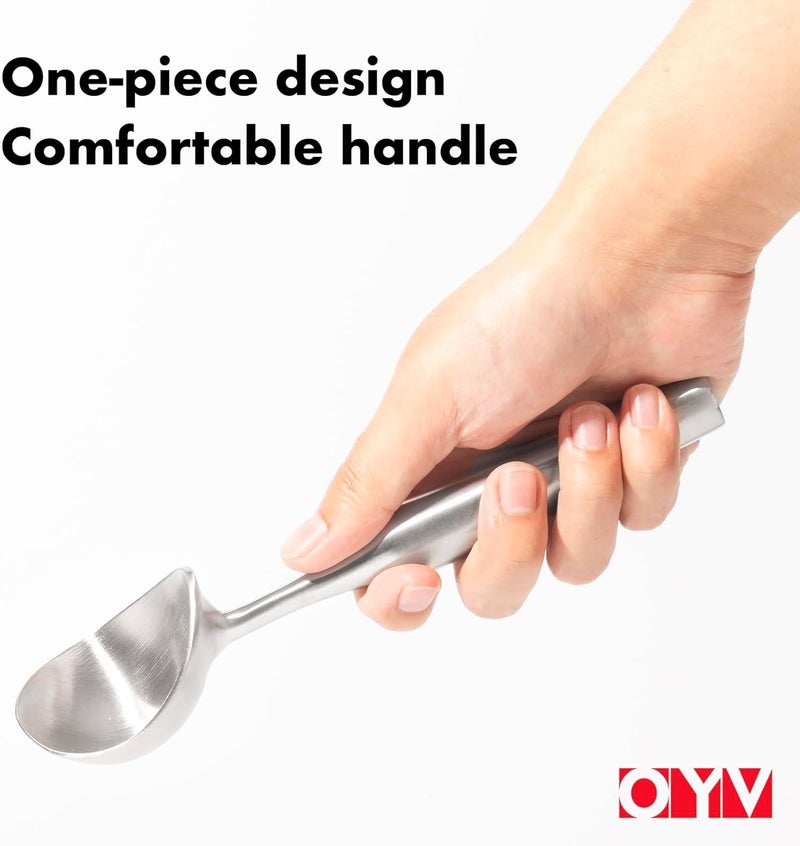 OYV Stainless Steel Ice Cream Scoop, Ergonomically Designed Handle for Comfort, Heavy Duty Ice Cream Scooper, One-Piece Design Ice Cream Scoops, Dishwasher Safe. - Image 3