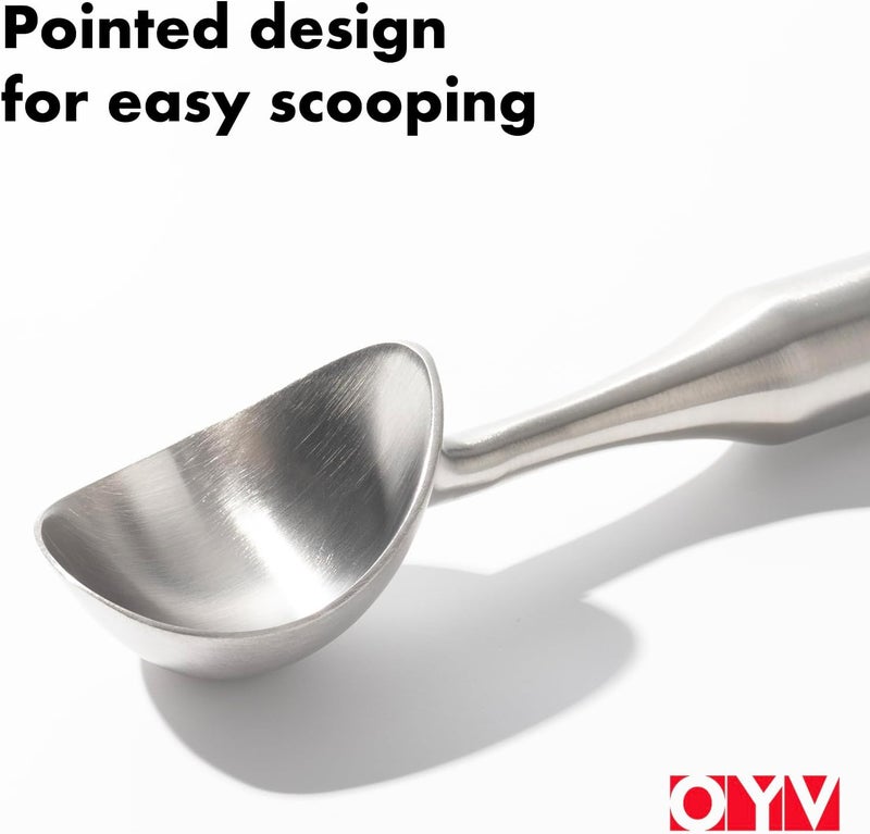 OYV Stainless Steel Ice Cream Scoop, Ergonomically Designed Handle for Comfort, Heavy Duty Ice Cream Scooper, One-Piece Design Ice Cream Scoops, Dishwasher Safe. - Image 4