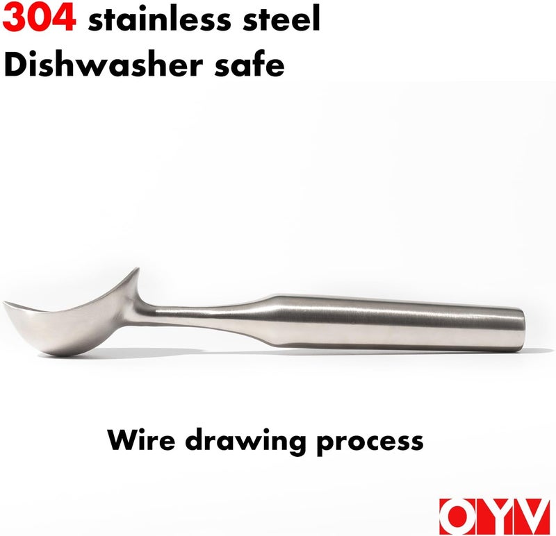 OYV Stainless Steel Ice Cream Scoop, Ergonomically Designed Handle for Comfort, Heavy Duty Ice Cream Scooper, One-Piece Design Ice Cream Scoops, Dishwasher Safe. - Image 2