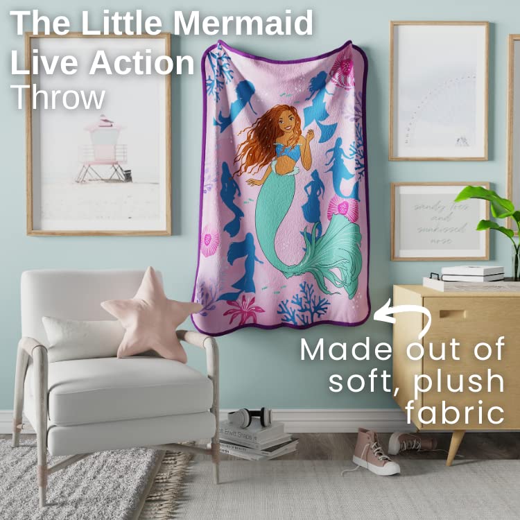 Franco Disney Princess Ariel The Little Mermaid Live Action Movie Kids Bedding Super Soft Plush Micro Raschel Throw, 46 in x 60 in, (Official Licensed Product) - Image 2