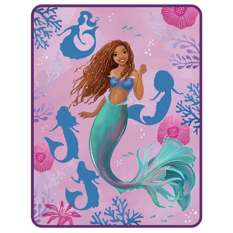 Franco Disney Princess Ariel The Little Mermaid Live Action Movie Kids Bedding Super Soft Plush Micro Raschel Throw, 46 in x 60 in, (Official Licensed Product) - Image 1