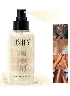 Ushas Glow Shimmer Spray, Shimmer Body Oil Liquid Easy To Push Away Natural Moisture Glitter Face Brightening Glow Pearl Highlighter Illuminator Shine Contouring Makeup For Face And Body, 76ML  - Image 1