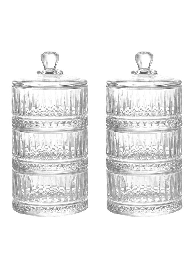 جوزيل وعاء حلوى زجاجي فاخر مكون من 6 قطع مقاس 14.2 سم شفاف