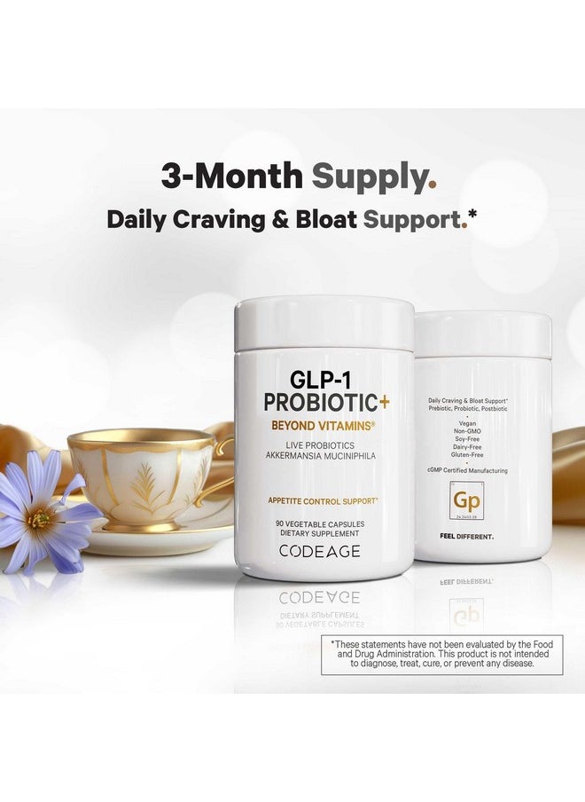 كوديدج Codeage GLP-1 Probiotic+ - مكمل بروبيوتيك حي من أكيرمانسيا، كلوستريديوم، بيفيدوباكتيريوم، شيكوري إنولين بروبيوتيك، بريبايوتيك وبوستبايوتيك - 500 مليون وحدة ضخ، إمداد لمدة 3 أشهر - 90 كبسولة  - Image 5