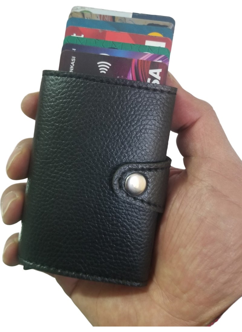 EMEK Rdif Protected Automatic Mechanism Leather Wallet Card Holder  - Image 1