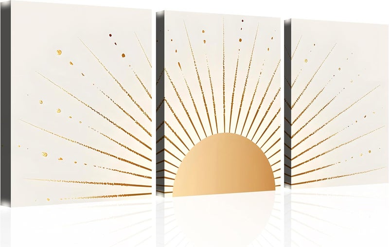 OWNANRTHM Boho Sun Wall Art - 3 Piece Canvas Set - Image 1