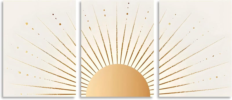 OWNANRTHM Boho Sun Wall Art - 3 Piece Canvas Set - Image 2