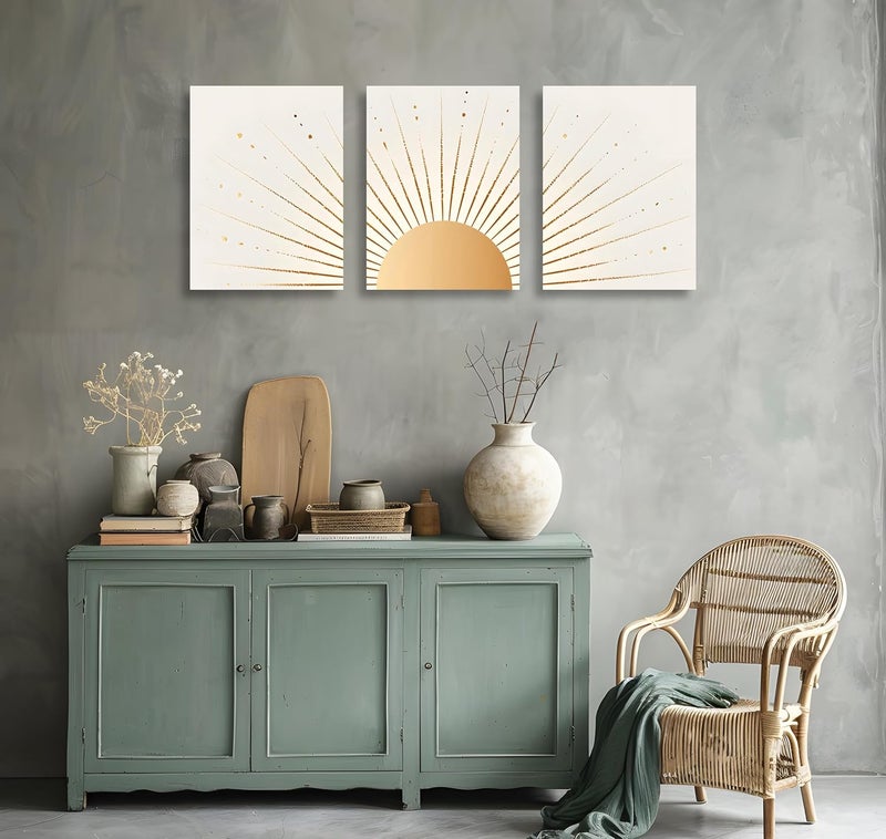 OWNANRTHM Boho Sun Wall Art - 3 Piece Canvas Set - Image 4
