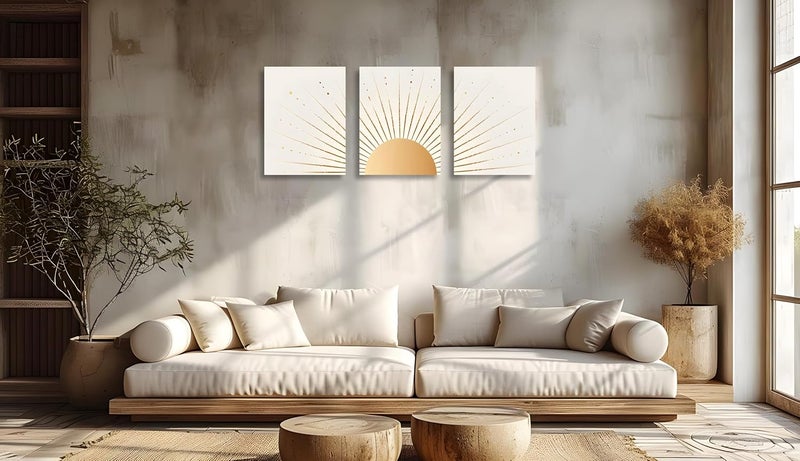 OWNANRTHM Boho Sun Wall Art - 3 Piece Canvas Set - Image 3