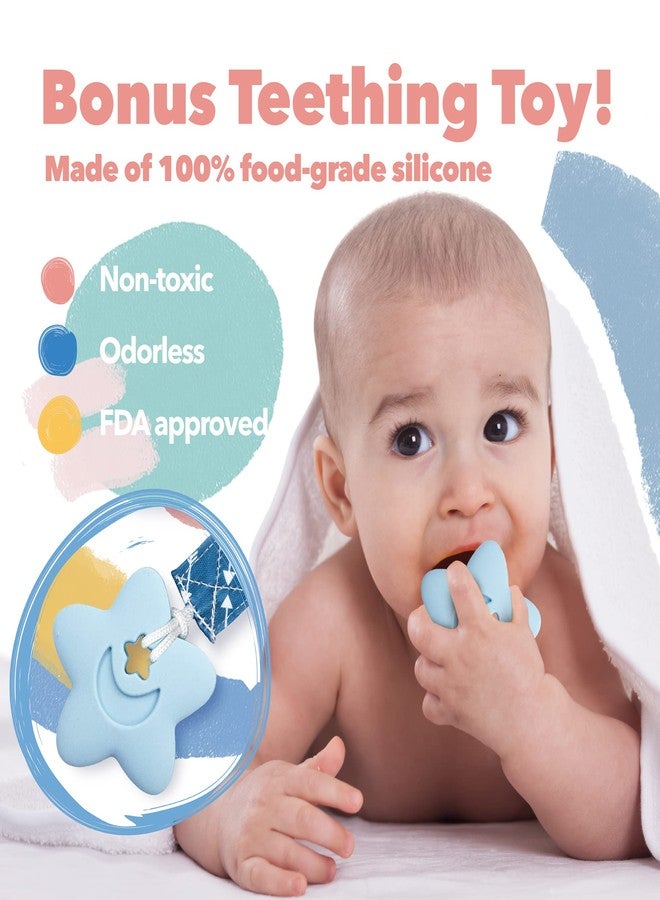 Liname Neutral Pacifier Clip with Teething Toy - 4 Pack Pacifier Clips for Boys & Girls - Binky Holder Soothie Paci Clip Binkie Clip - Unisex Pacifer Clip Baby Pacifier Clip and Pacifier Holder (Blue) - Image 5