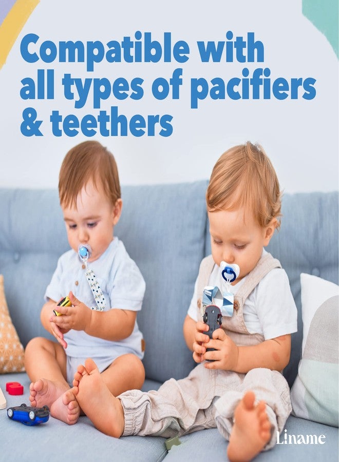 Liname Neutral Pacifier Clip with Teething Toy - 4 Pack Pacifier Clips for Boys & Girls - Binky Holder Soothie Paci Clip Binkie Clip - Unisex Pacifer Clip Baby Pacifier Clip and Pacifier Holder (Blue) - Image 4