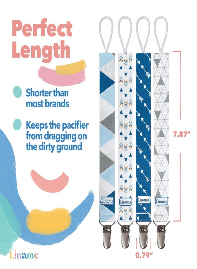 Liname Neutral Pacifier Clip with Teething Toy - 4 Pack Pacifier Clips for Boys & Girls - Binky Holder Soothie Paci Clip Binkie Clip - Unisex Pacifer Clip Baby Pacifier Clip and Pacifier Holder (Blue) - Image 2
