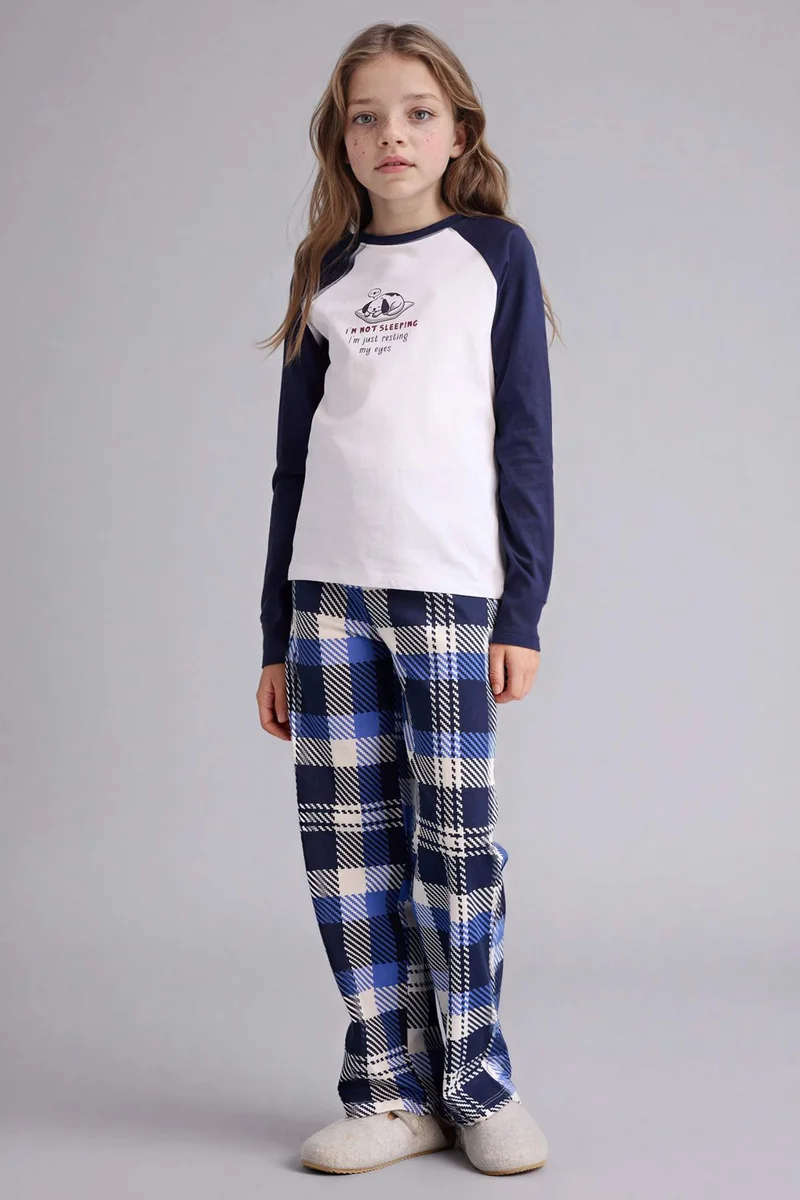 DeFacto Girl Printed Long Sleeve Top Bottoms 2 Piece Pyjamas Set