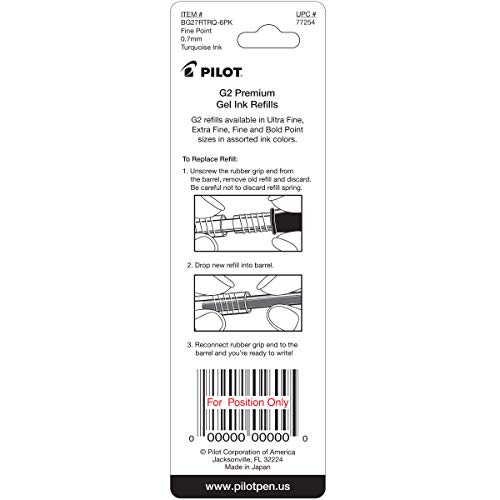 Pilot, G2 Gel Ink Refills, Fine Point 0.7 mm, Turquoise, Pack of 2 - Image 3