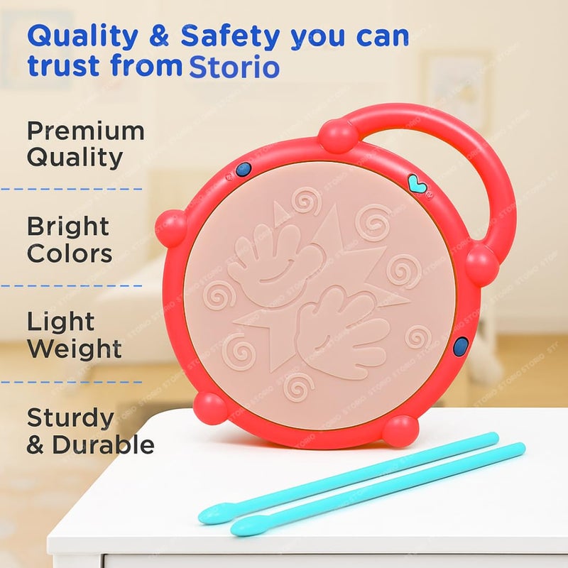 Storio Flash Drum Toy for Kids with 2 Mallets | Battery Operated Musical Learning with 3D Lights & Sounds | Educational Toy for 2-6 Year Old Boys & Girls | Multicolor Toddler Drum Set - Spiderman - Image 3