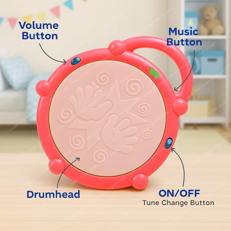 Storio Flash Drum Toy for Kids with 2 Mallets | Battery Operated Musical Learning with 3D Lights & Sounds | Educational Toy for 2-6 Year Old Boys & Girls | Multicolor Toddler Drum Set - Spiderman - Image 5