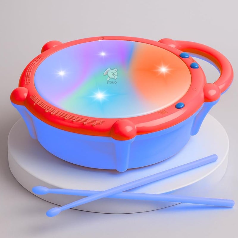 Storio Flash Drum Toy for Kids with 2 Mallets | Battery Operated Musical Learning with 3D Lights & Sounds | Educational Toy for 2-6 Year Old Boys & Girls | Multicolor Toddler Drum Set - Spiderman - Image 1