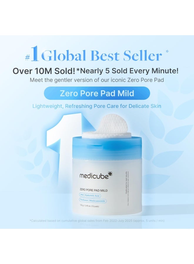 medicube Zero Pore Pads Mild 2.0 - Gentle Calming Toner Pads for Exfoliation, Minimizing Pores, and Blackhead Removal with PHA  |155g - Image 2
