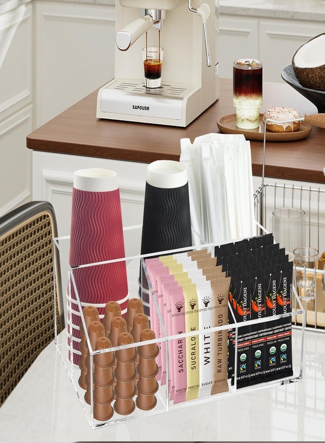 Watpot Coffee Bar Station Organizer for Countertop, Acrylic Coffee Pods Sugar Packets Tea Bags Storage Basket for Countertop, Clear - Image 5