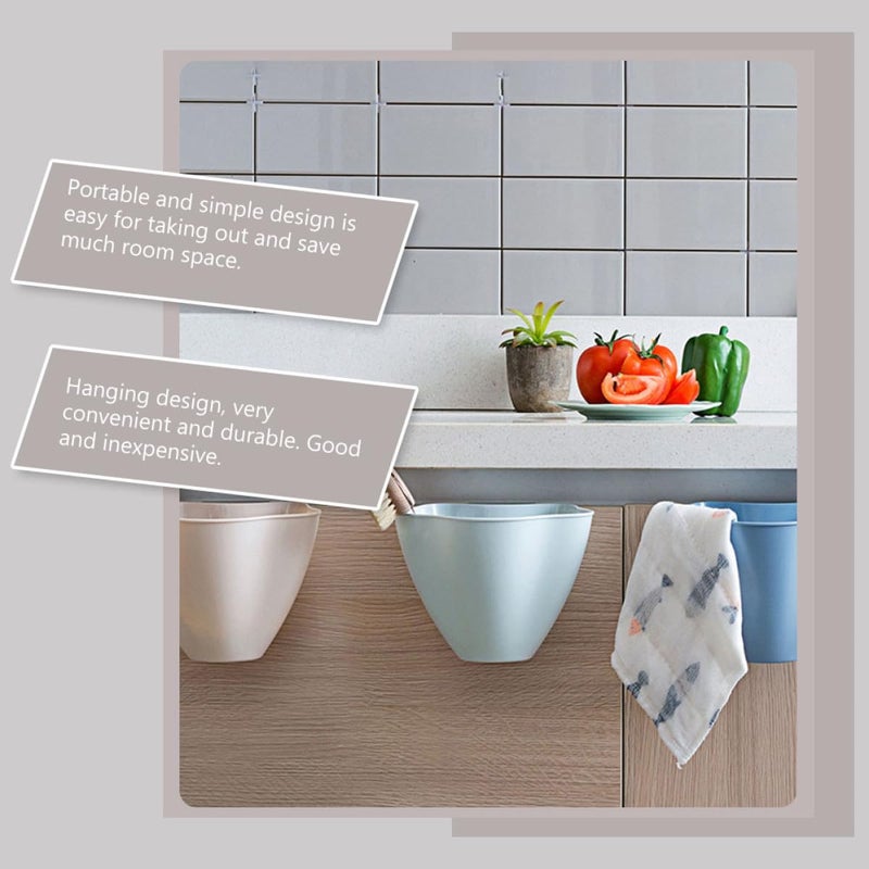 Wall Mounted Plastic Trash Bin Set 3Pcs Nordic Blue Pink Gray Kitchen Cabinet Door Waste Sorting Container - Image 5